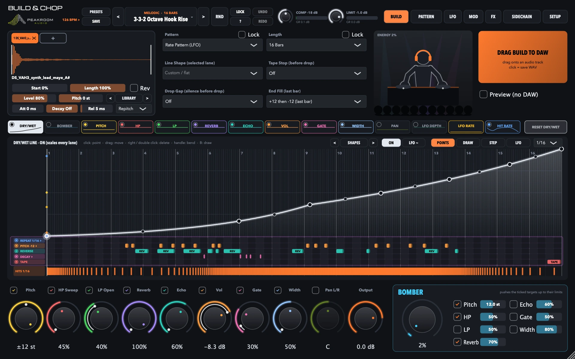 Build and Chop with the 3-3-2 Octave Hook Rise preset loaded